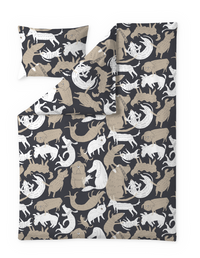 60652-4971-02-06; Finlayson koiruuksia Pussilakanasetti Tummanharmaa / Beige / 150x210 + 50x60 cm