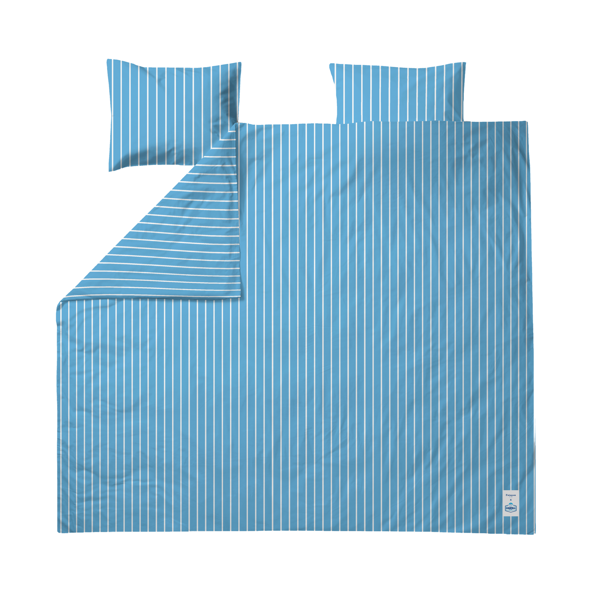 60682-5432-01-05; Finlayson Original Long drink Parivuoteen pussilakanasetti Sininen / Valkoinen / 240x210 + 50x60 cm 