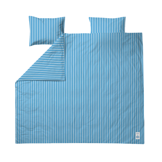 60682-5432-01-05; Finlayson Original Long drink Parivuoteen pussilakanasetti Sininen / Valkoinen / 240x210 + 50x60 cm 