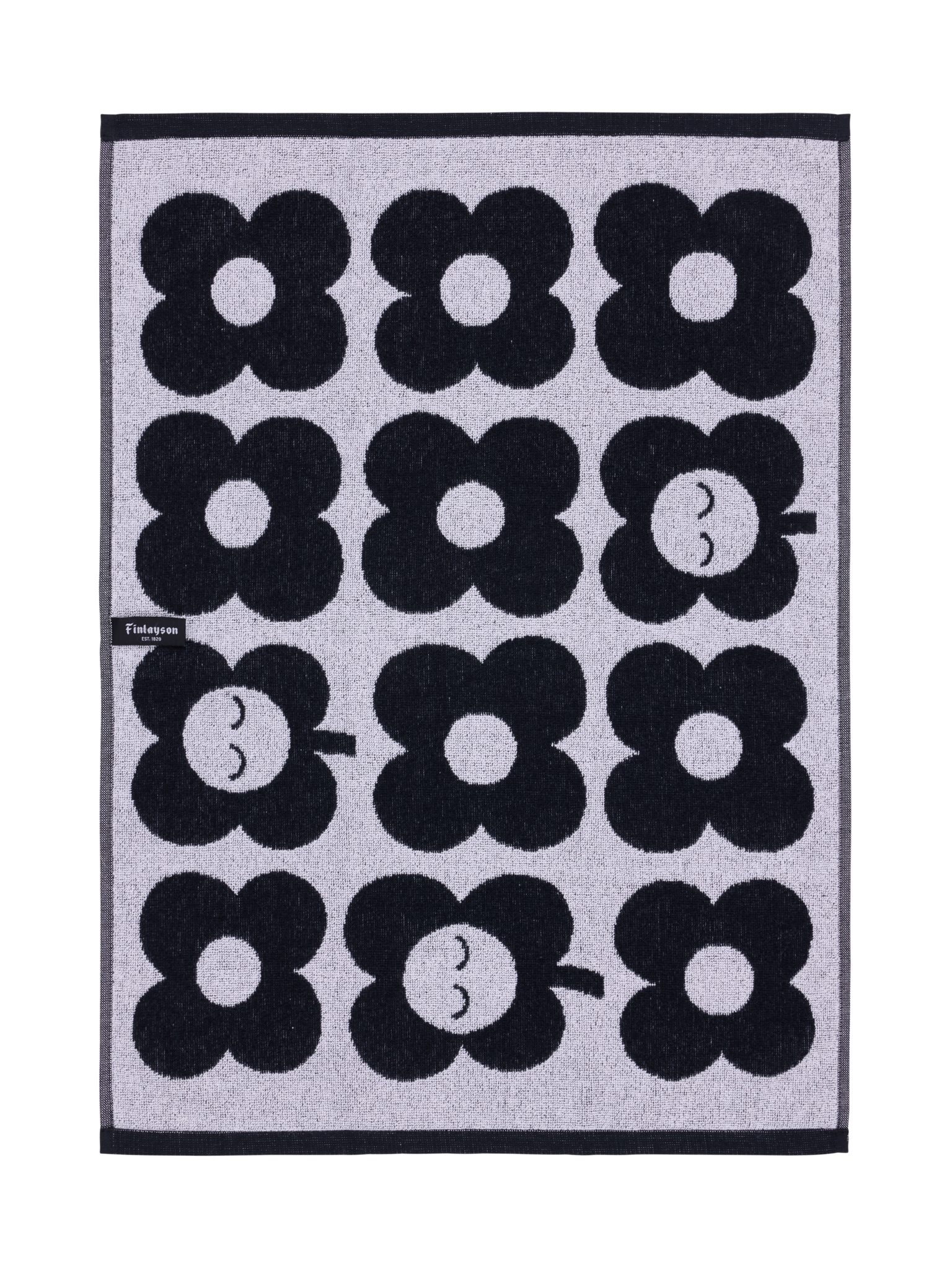 70563-5497-01-12_3; Finlayson Kukka Käsipyyhe Musta / Valkoinen / 50x70 cm 
