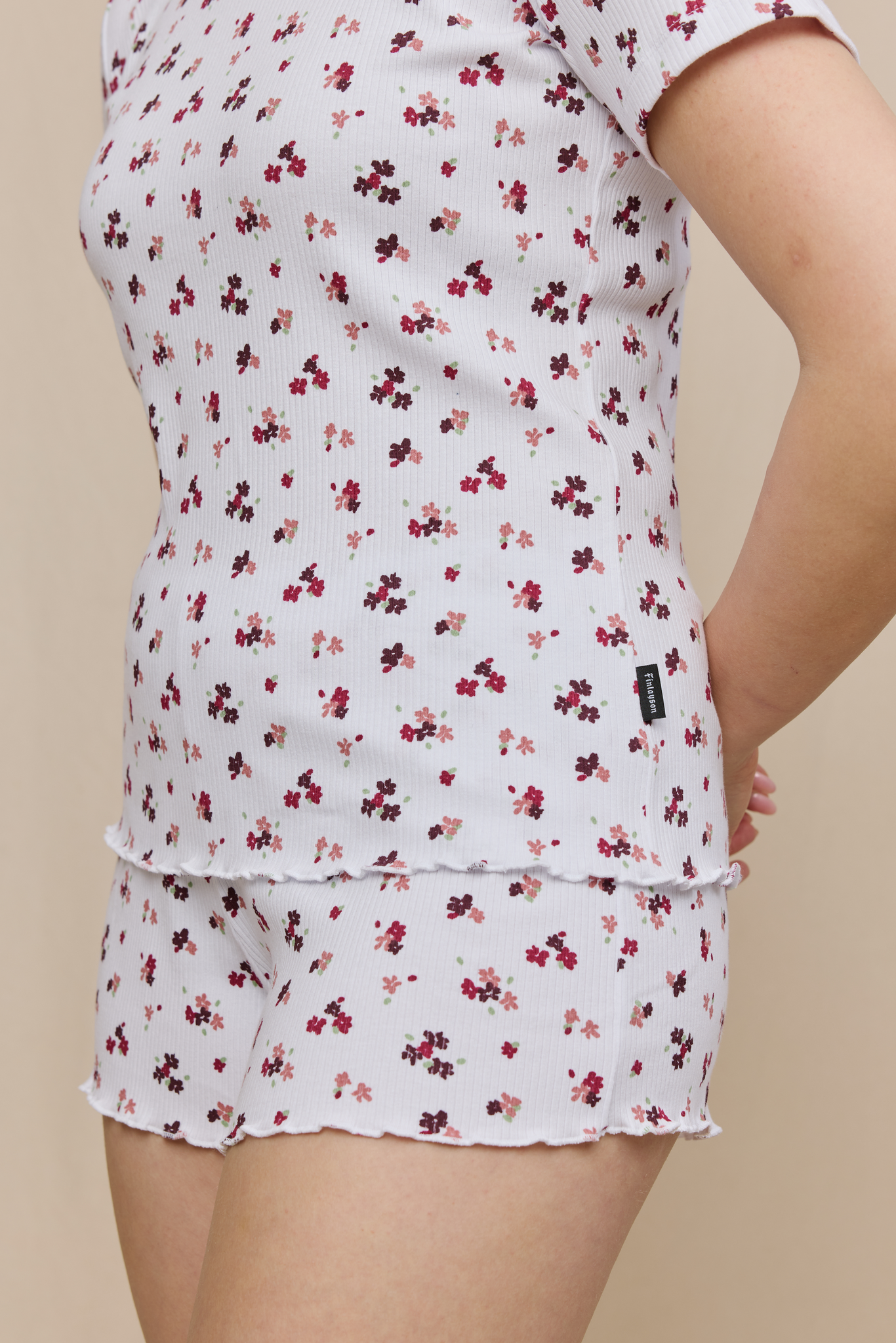 FW10004-041-XXL_4; Finlayson Henni Shortsipyjama Valkoinen / Viikuna / XXL 
