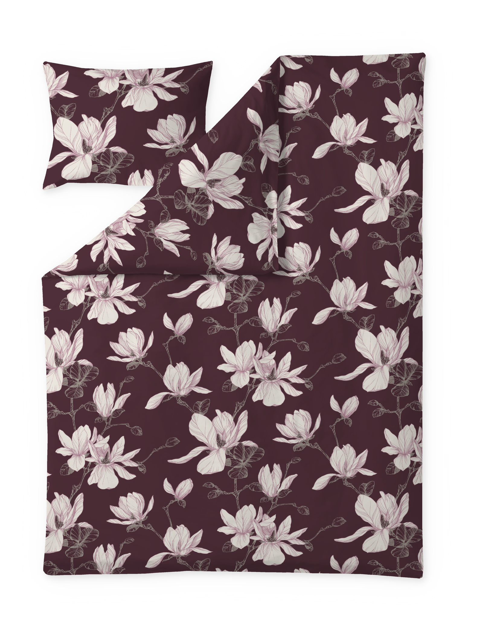 60712-4667-25-06; Finlayson Magnolia Satiinipussilakanasetti Viininpunainen / Roosa / 150x210 + 50x60 cm 