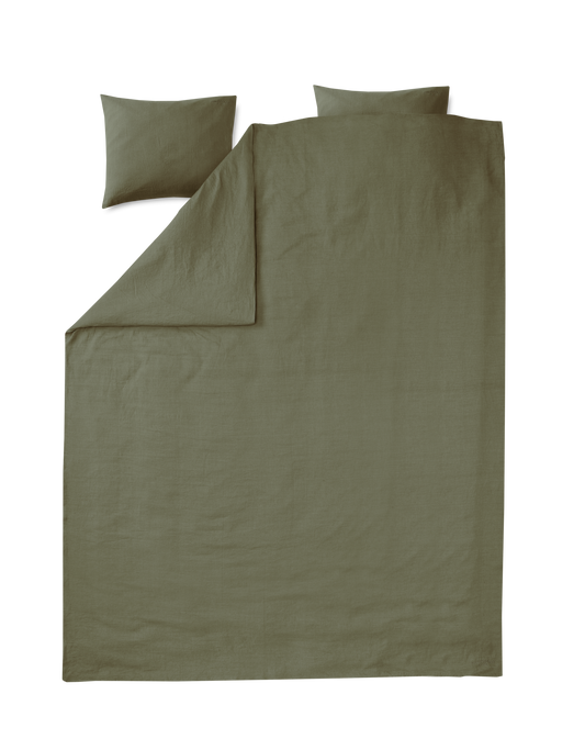 60765-0200-08-05; Finlayson Lino Parivuoteen pellavapussilakanasetti Jäkälänvihreä / 240x210 + 50x60 cm 