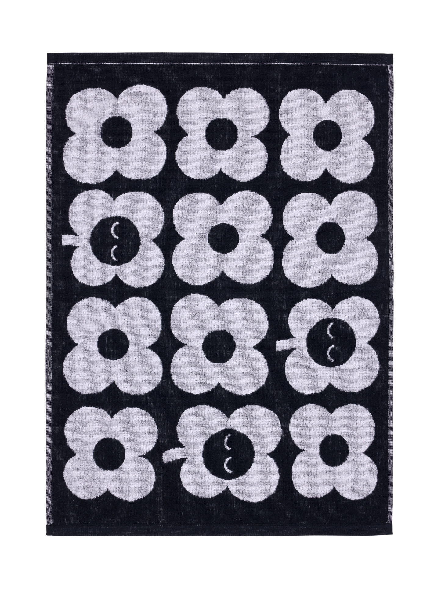 70563-5497-01-12; Finlayson Kukka Käsipyyhe Musta / Valkoinen / 50x70 cm 