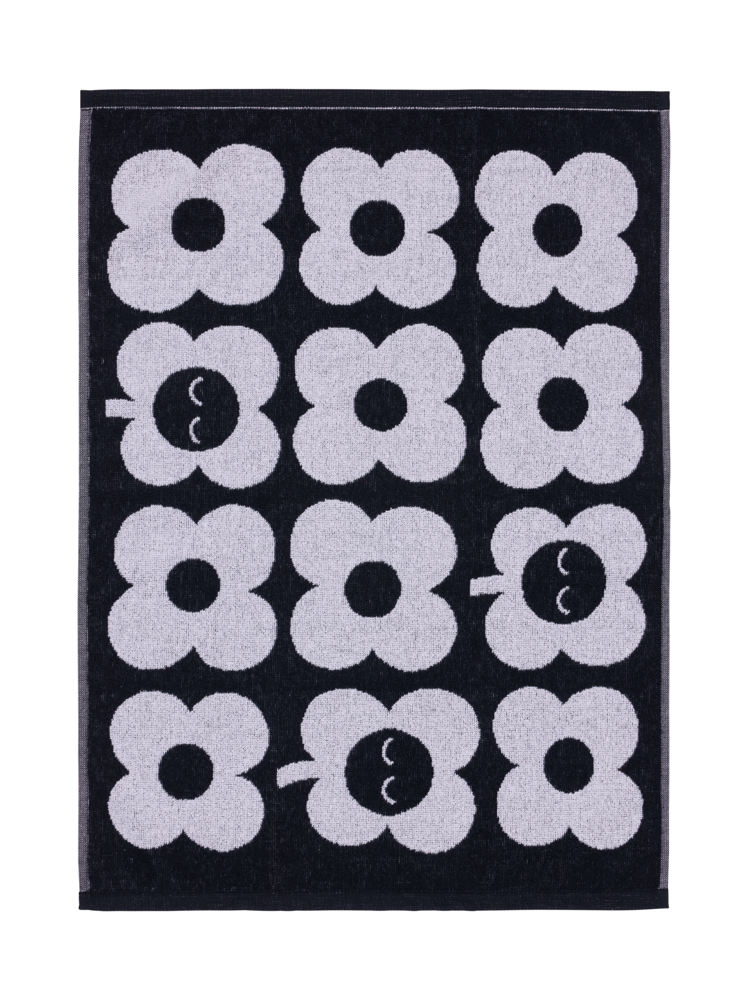 70563-5497-01-12; Finlayson Kukka Käsipyyhe Musta / Valkoinen / 50x70 cm 