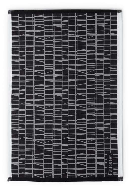 70910-3435-01-10; Finlayson Coronna keittiöpyyhe 2kpl Musta / Valkoinen / 50x70 cm