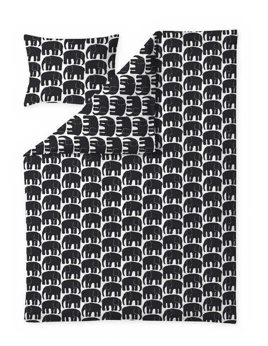 60652-4547-05-06; Finlayson FI Elefantti pussilakanasetti Musta / 150x210 + 50x60 cm
