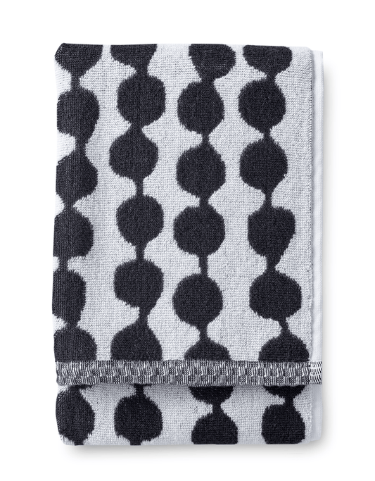70073-4654-01-12; Finlayson Pampula pyyhe Musta / Valkoinen / 50x70 cm