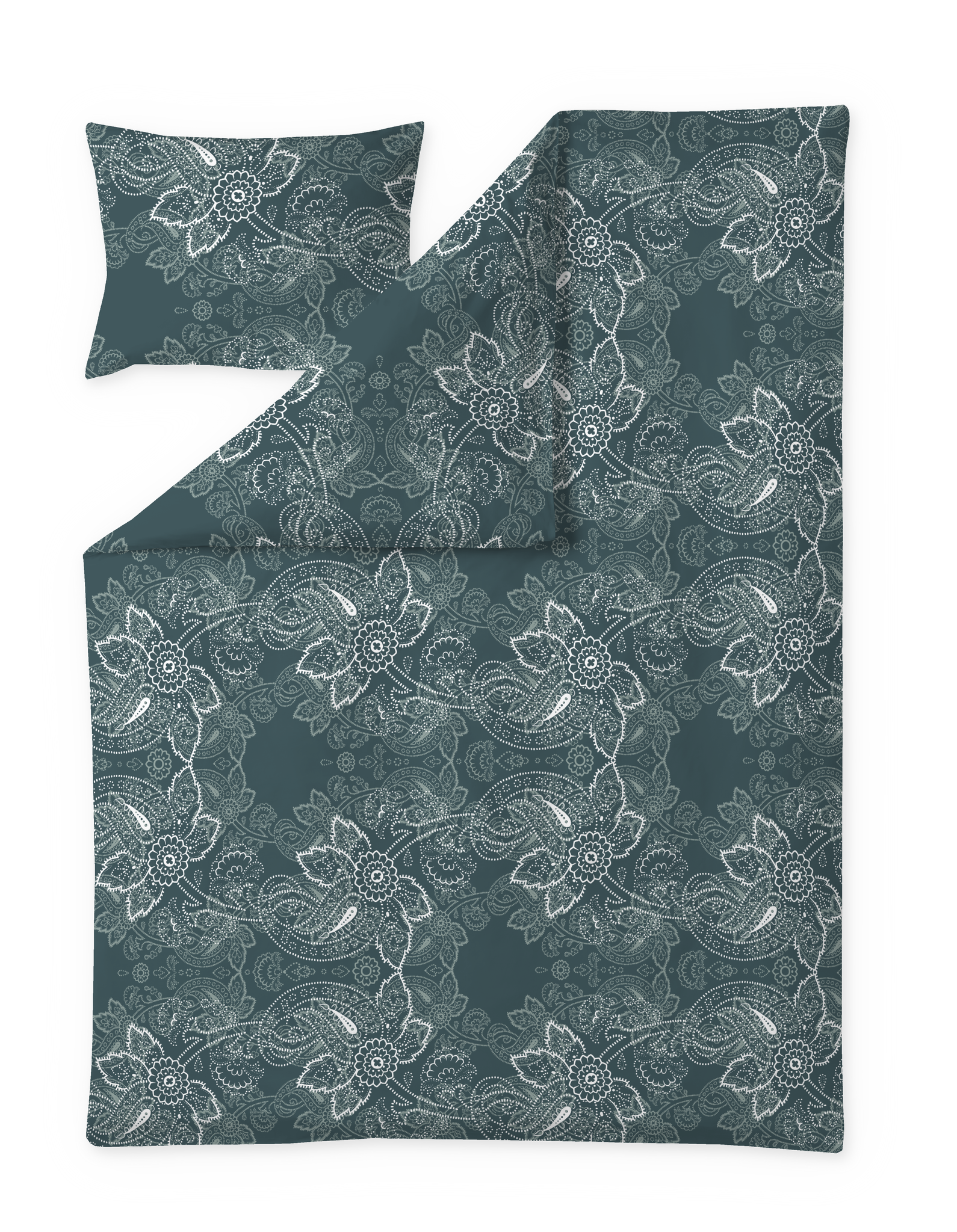 60714-4546-13-06; Finlayson Viktoria Tencel-puuvillapussilakanasetti Petrooli / Aqua / 150x210 + 50x60 cm 