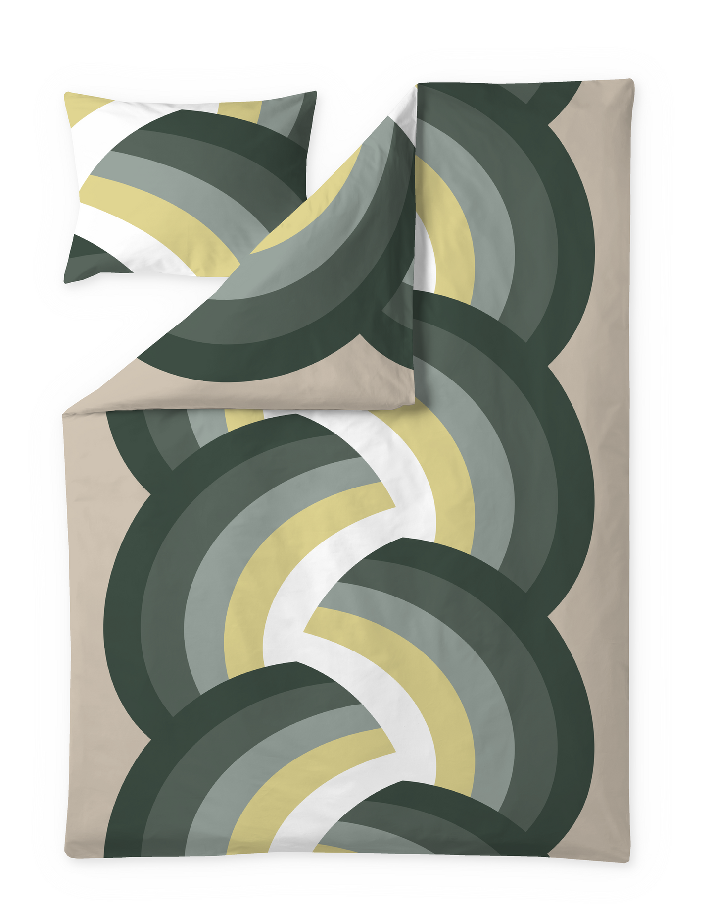 60652-5268-06-06; Finlayson Letti Pussilakanasetti Vihreä / Keltainen / 150x210 + 50x60 cm 