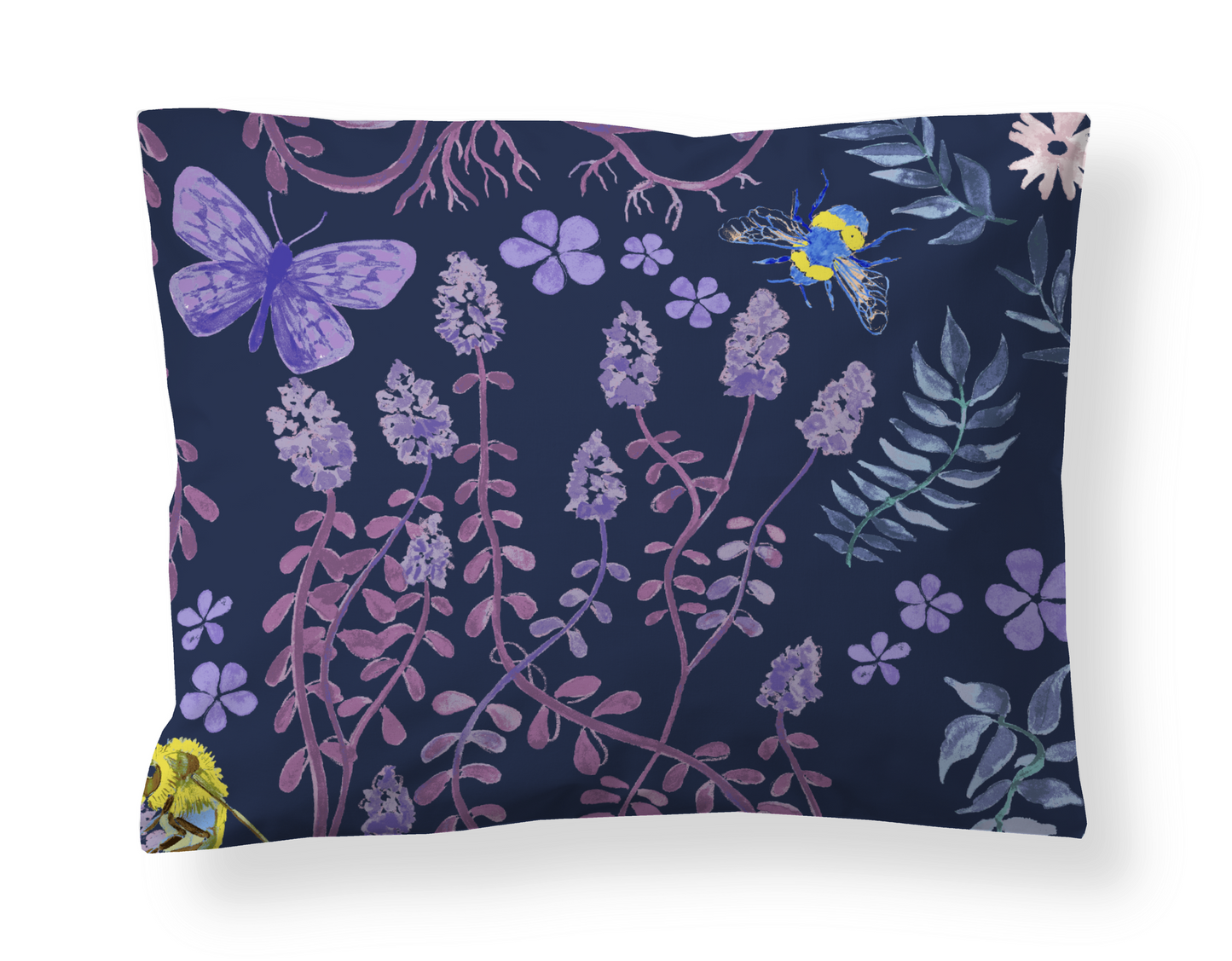 60138-5504-03-10; Finlayson Puutarhajuhla Satiinityynyliina Tummansininen / Lila / 50x60 cm 