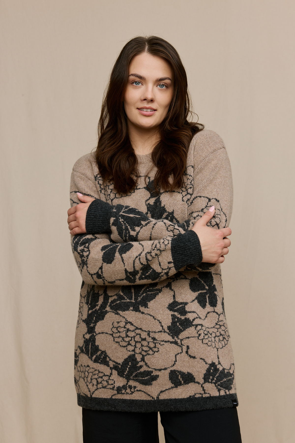 FW51006-198-M_3; Finlayson Annukka Neule Beige / Harmaa / M 