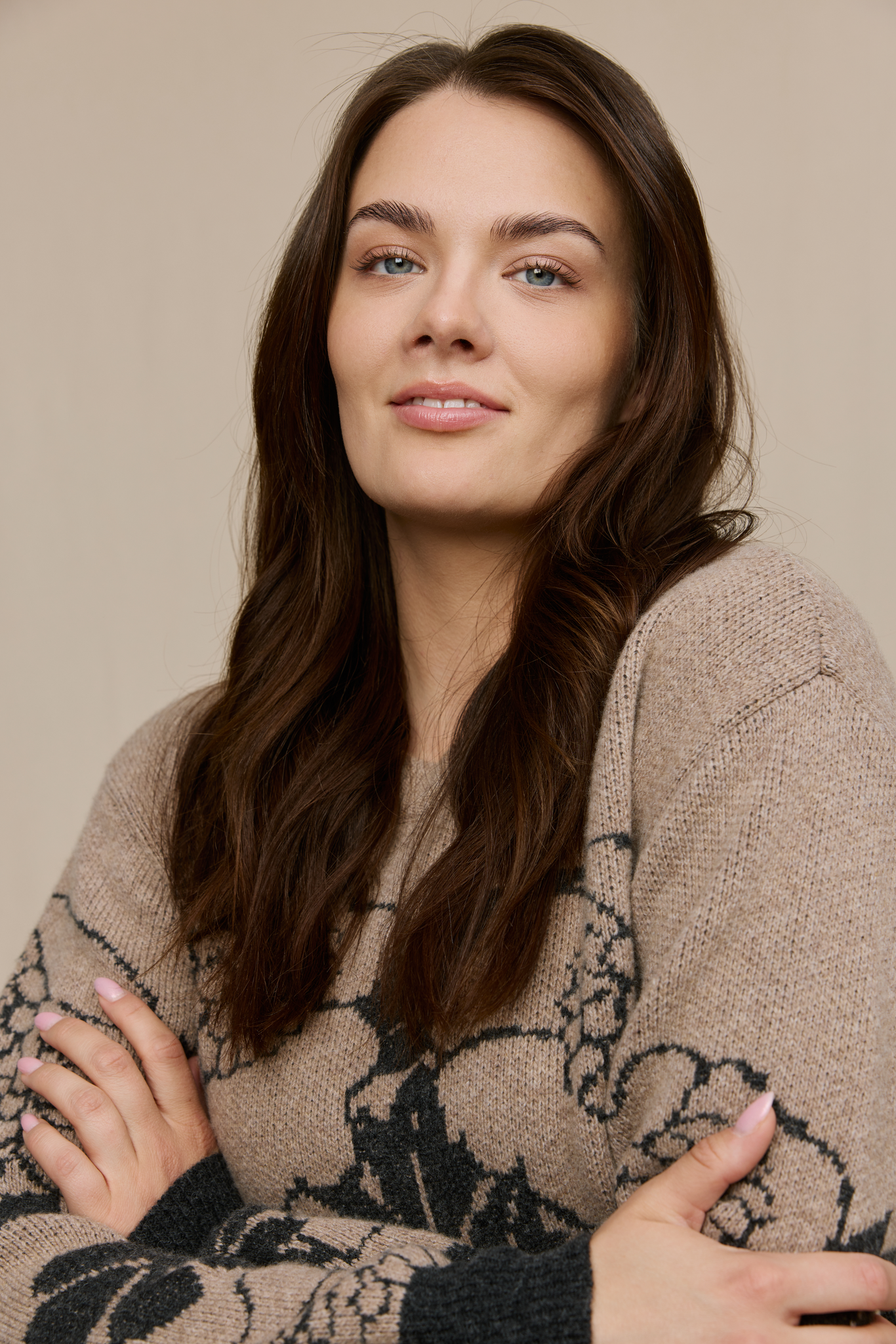 FW51006-198-L_1; Finlayson Annukka Neule Beige / Harmaa / L 