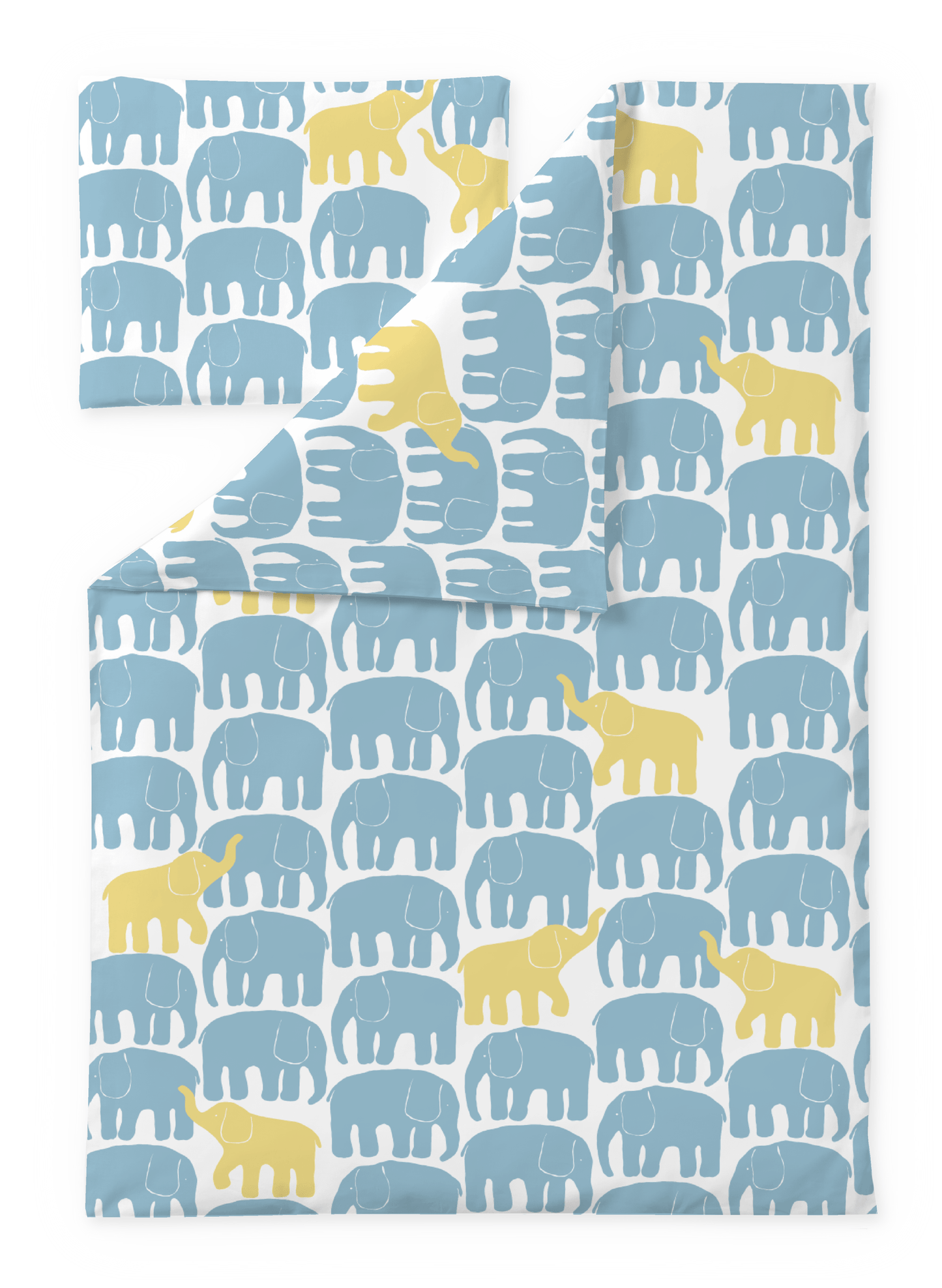 60674-5415-04-06; Finlayson FI Elefantti vapaa pussilakanasetti Vaalea aqua / Keltainen / 85x125 + 40x60 cm