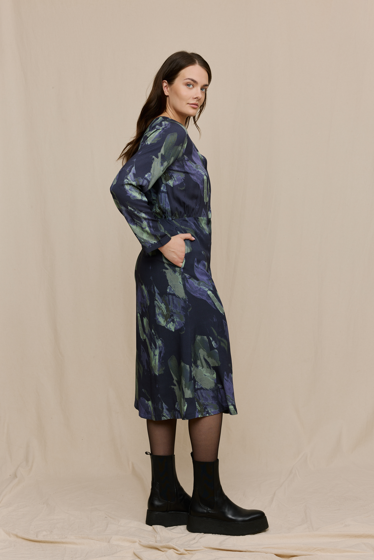 FW75003-671-XL_4; Finlayson Baletti Mekko Tummansininen / Salvianvihreä / XL 