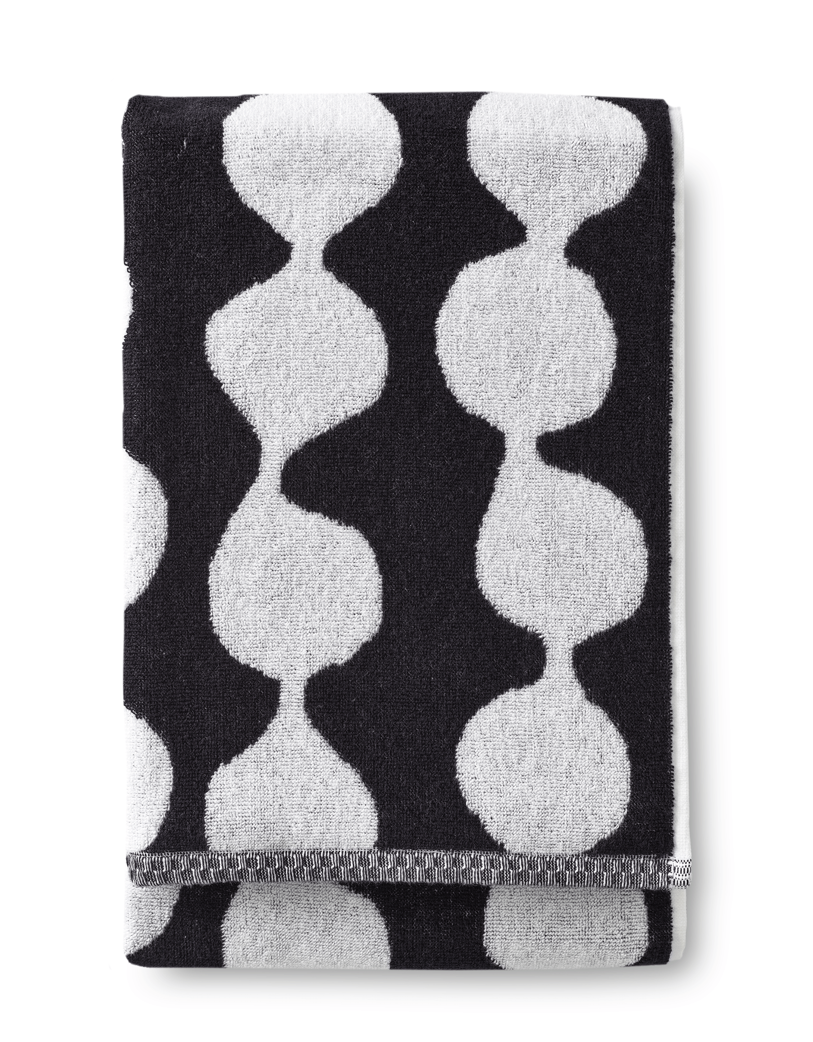 70074-4654-01-06; Finlayson Pampula pyyhe Musta / Valkoinen / 70x150 cm