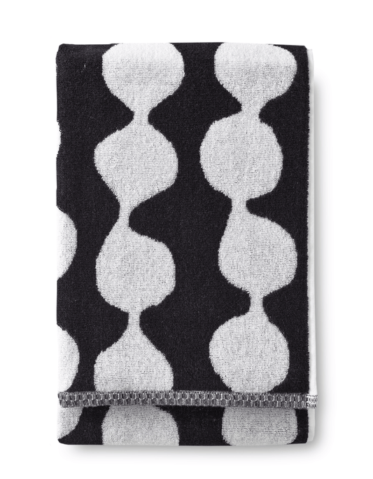 70074-4654-01-06; Finlayson Pampula pyyhe Musta / Valkoinen / 70x150 cm