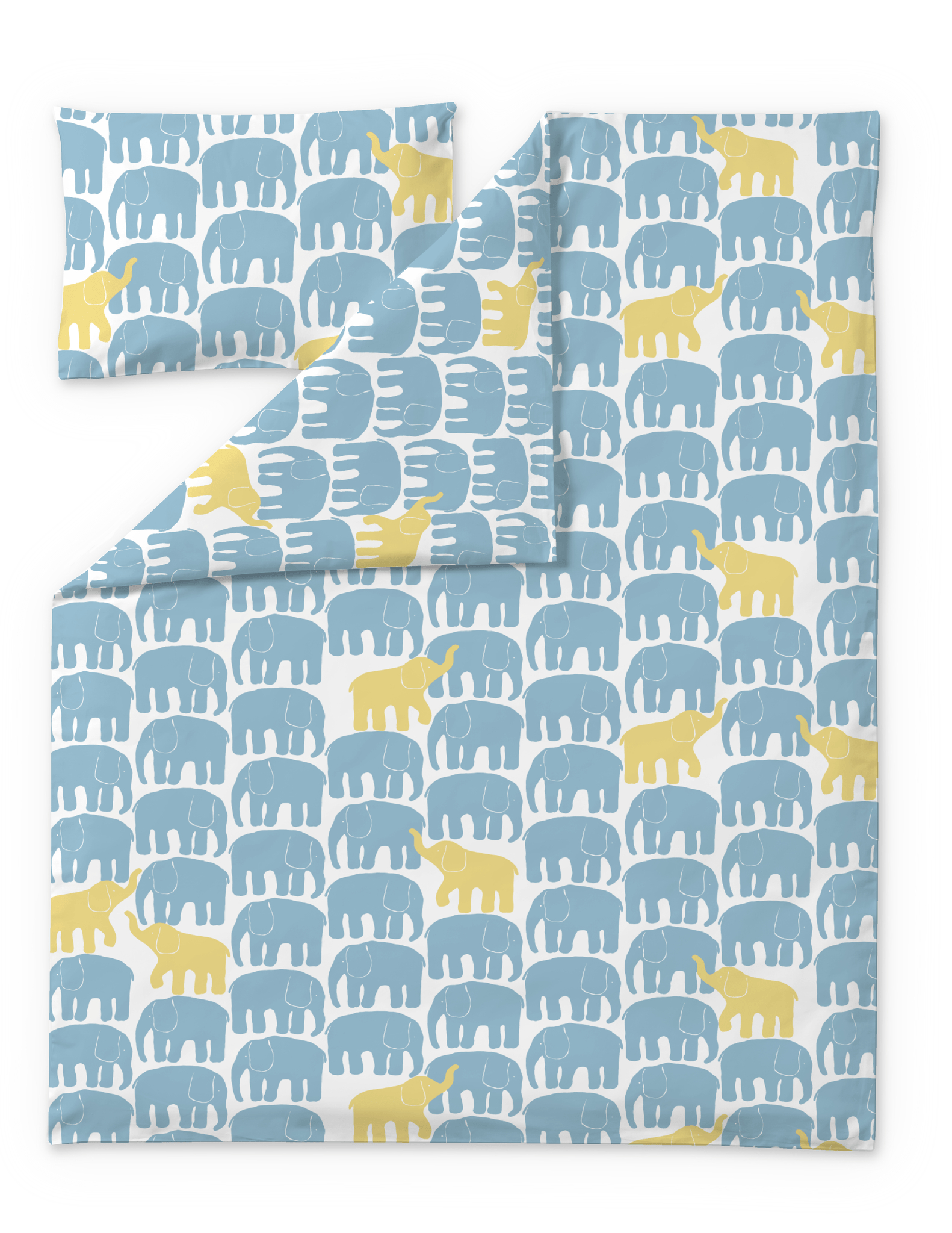 60662-5415-04-06; Finlayson FI Elefantti vapaa pussilakanasetti Vaalea aqua / Keltainen / 120x160 + 40x60 cm